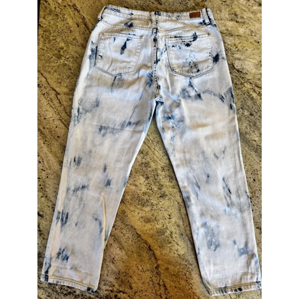 Simple Society Acid Wash‎ Bleach Tie Dye Mom Jeans Blue White Size 9/29 Cotton